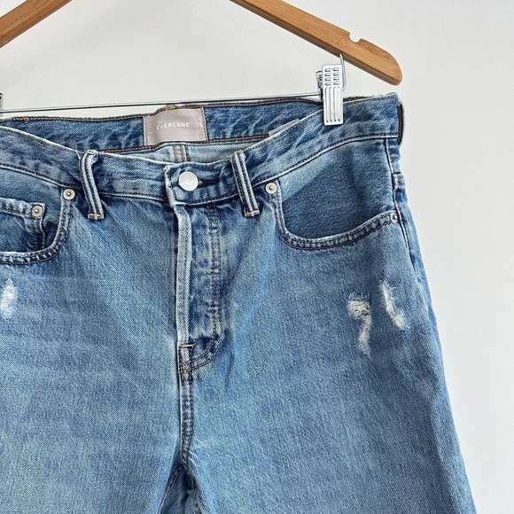 Everlane Boyfriend Jeans Womens 27 Regular 100% Cotton Distressed Button Fly - Picture 2 of 9